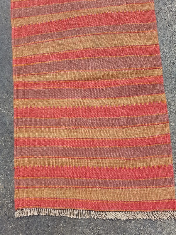 Vintage Traditional Handmade Turkish Striped Wool Multi Kilim Runner 6x1.8ft gallery