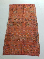 Fine Vintage Moroccan Hand Made Oriental Wool Orange Blue Kilim 203x133cm