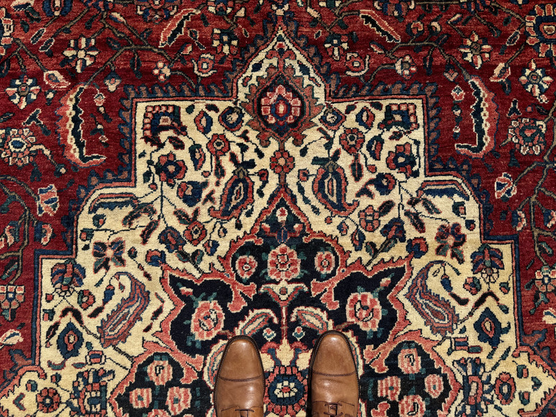 9x12 VINTAGE ORIENTAL RUG ANTIQUE heriz handmade colorful blue red geometric big gallery