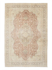 Terracotta Beige Oushak Area Rug 8.4×12.2 ft – Farmhouse Neutral Home Decor