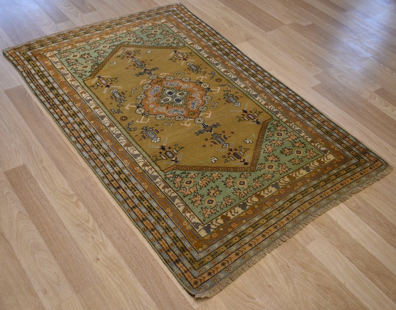 Rare 1910's Antique Turkish Kula Geometric Handmade Rug 4Ft x 6Ft Free Shipping gallery