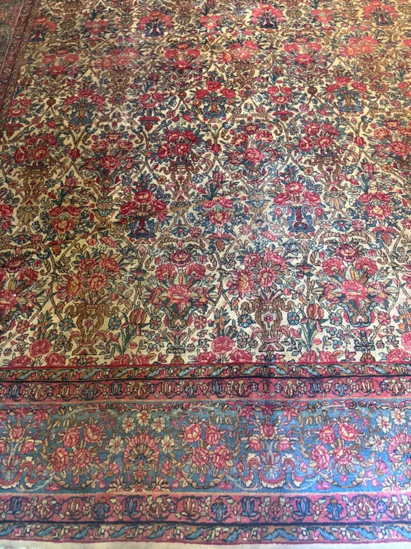 10X8 HANDMADE ANTIQUE RUG. CARPET . HAND MADE. KER.MAN gallery