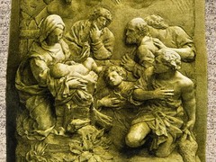 FINE RUG small handmade hand-knotted oriental 3D art green rare green Mary Jesus