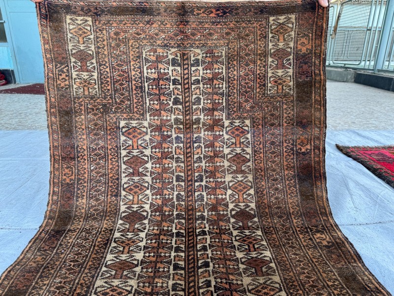 1920s Antique Afghan Baluchi Muted Rug 3x4 Beige Terracotta Oriental Area Carpet gallery