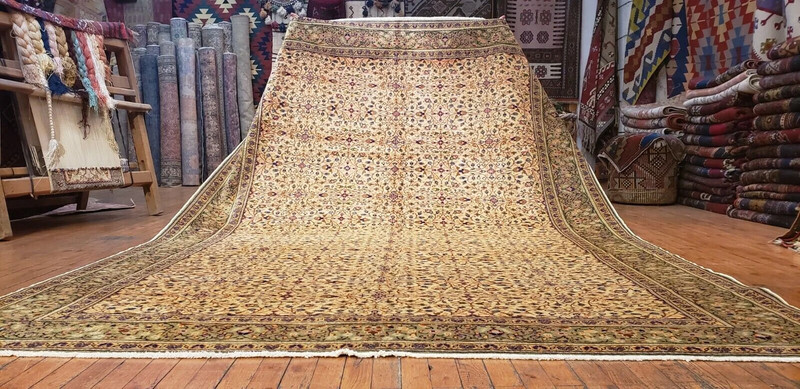 Masterpiece Antique 1920-1930's Wool Pile Natural Dyed Hereke Rug 6'6"×9'8" gallery