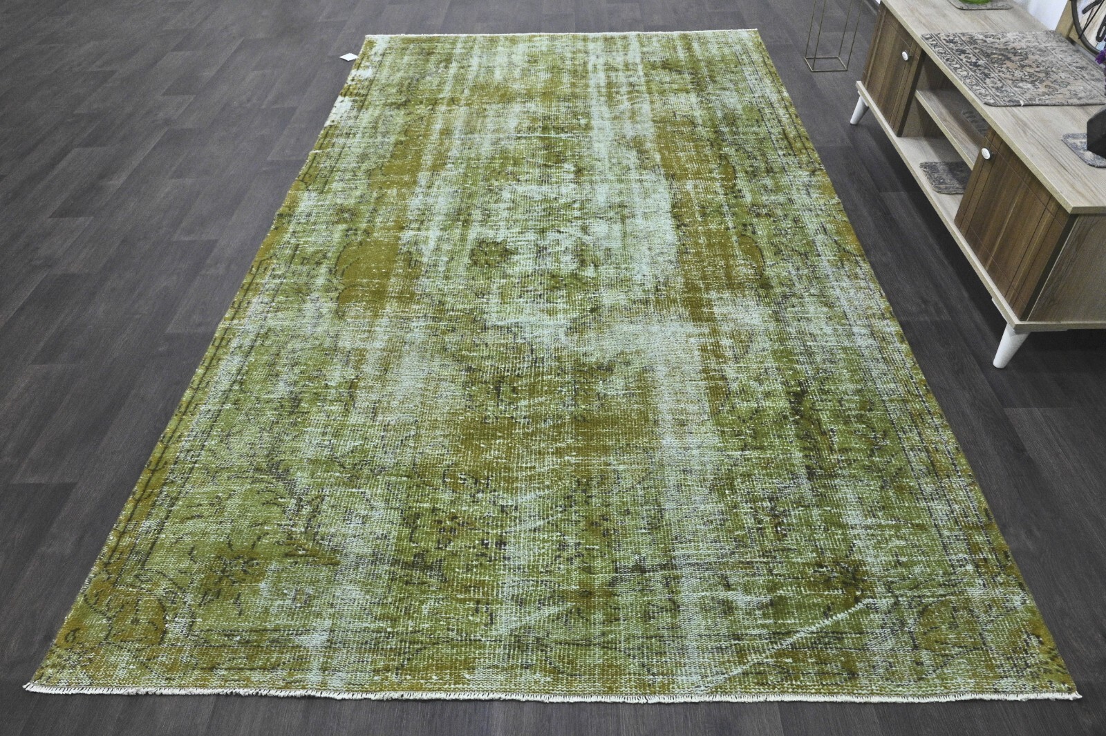 Oushak 6x10,Turkish Rug,vintage,anatolian,GREEN,kilim,Bohemian,handmade,wool gallery