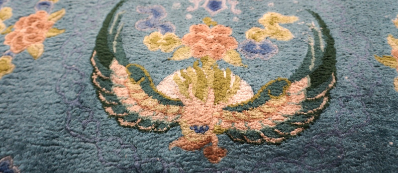 3' x 5' Chinese Silk Hand Knotted Peacocks Birds Blue Oriental Rug gallery