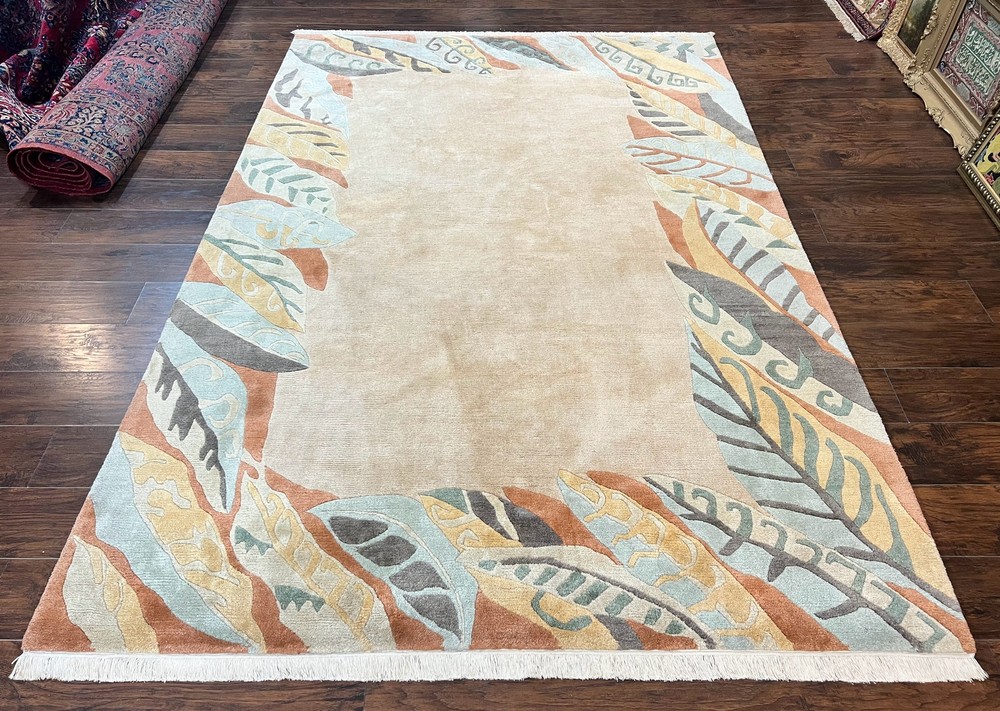 Modertn Tibetan Rug 7x10 Wool Tufenkian Style Nepali Carpet Handmade Open Field
