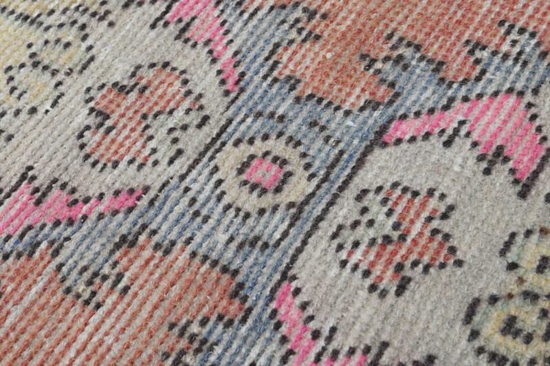 Vintage Turkish Runner Rug 2x7ft RED Handmade Anatolian Oushak Hallway Wool gallery