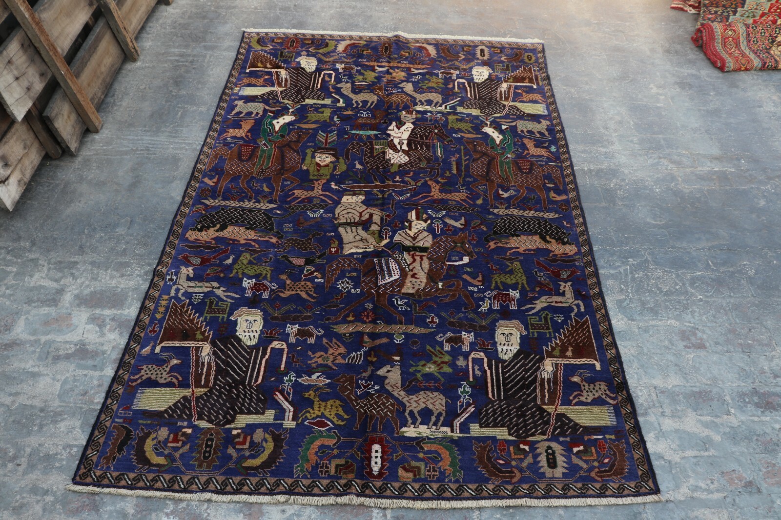 Fabulous Afghan Hand Woven Tribal Baluchi Zakani Pictorial Rug 9'7 x 6'2 Ft gallery