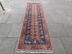 Fine Vintage Hand Made Traditional Oriental Wool Blue Red Long Runner 291x92cm