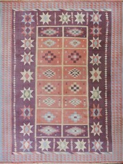 10X12 Vintage Indian Dhurries Pink Cotton Area Rug 1950