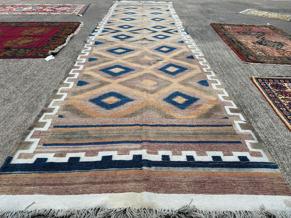 WIDE ANTIQUE RUNNER RUG KILIM HANDMADE 5x18 handwoven oriental turkish vintage