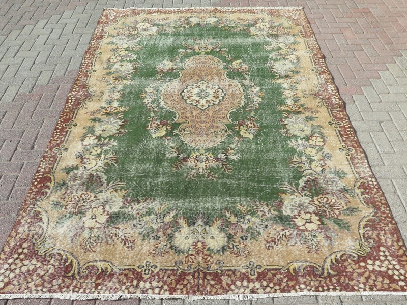 Vintage Rug, Floor Carpet, Distressed Rug Area Rugs Handmade Carpet Rug 80"x116" gallery