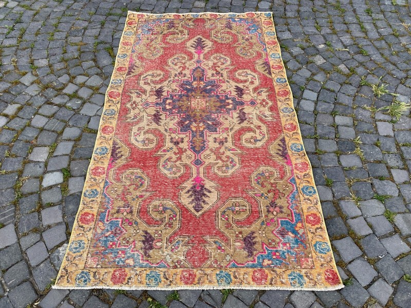 Handmade rug,Turkish rug,Wool rug,Bohemian area rug,Home decor 4,1 x 7,3 ft gallery