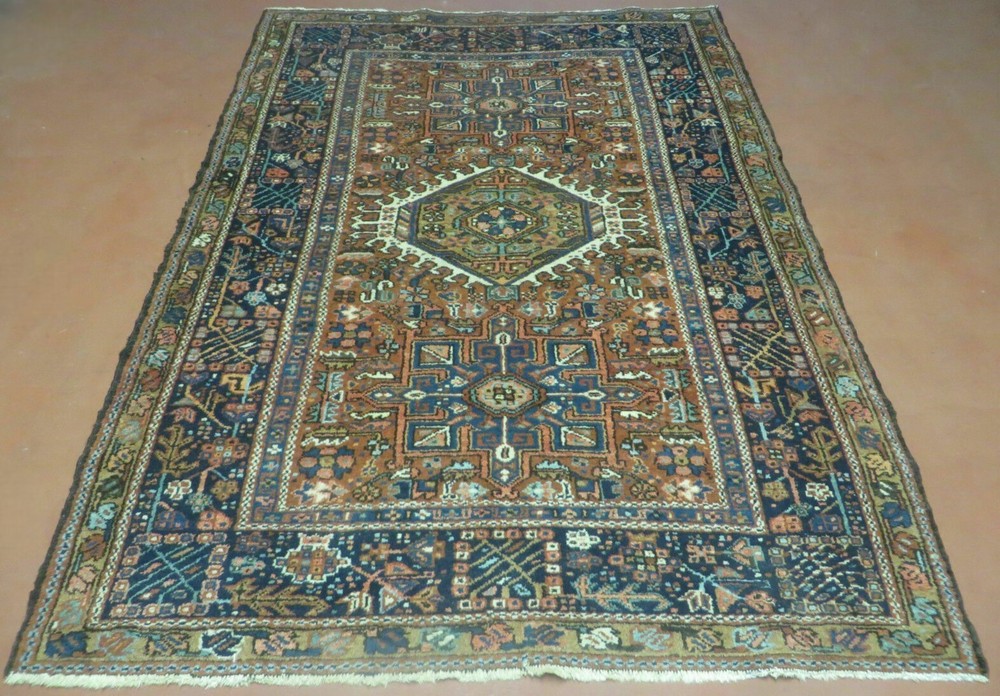 Beautiful Oriental Rug 5x6 Antique Wool Carpet Geometric Medallion Tribal Red