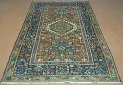 Beautiful Oriental Rug 5×6 Antique Wool Carpet Geometric Medallion Tribal Red