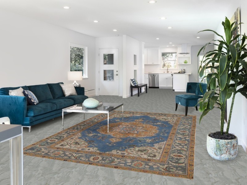 Blue Vintage Overdyed Tebriz Area Rug 6x9 Hand-knotted Wool Living Room Carpet gallery