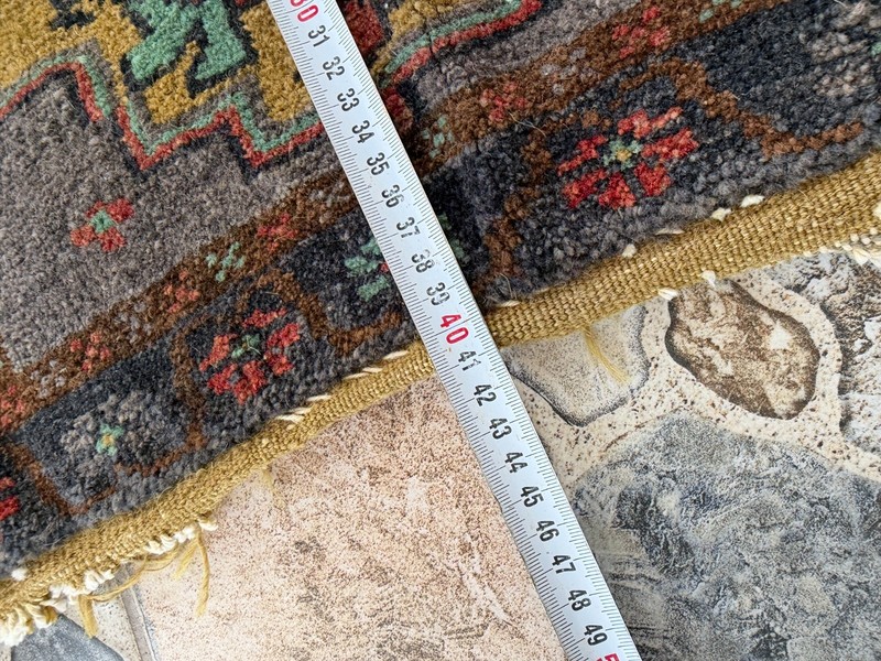 Vintage Oushak Bohemian Rug Handmade Turkish Anatolian Wool Small Accent Rug 1x1 gallery