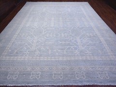 11’10″x14′ Powder Blue, Hand Knotted, Oushak, Pomegranate Design, Natural Dyes