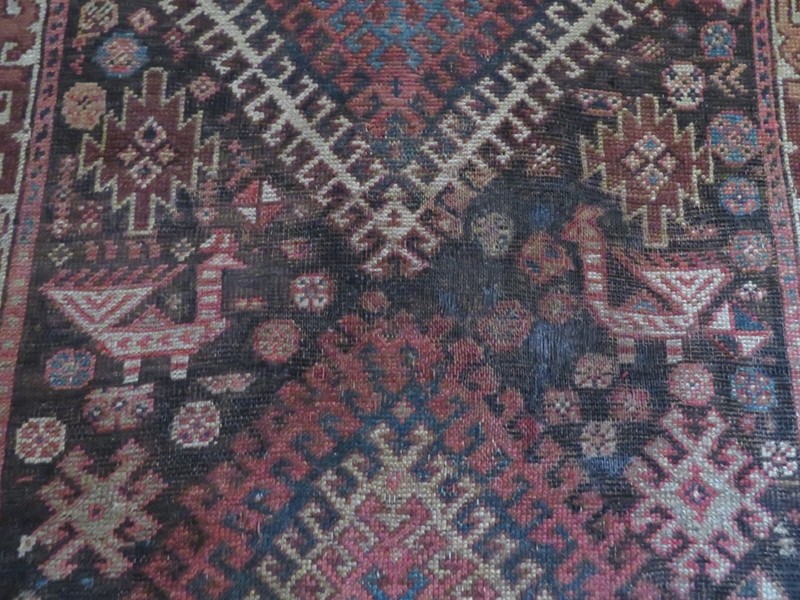 ANTIQUE AZERI TRIBAL LONG RUG. 284CM X 122CM. gallery
