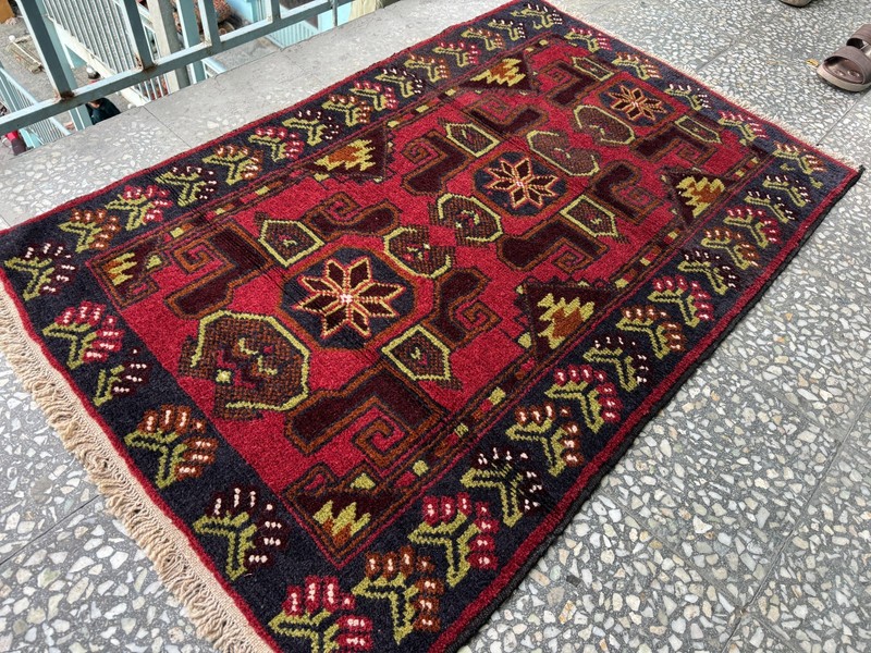 3x4 ft Afghan Turkish Hand Knotted Antique Baluchi Rug Oriental Red Area Carpet gallery