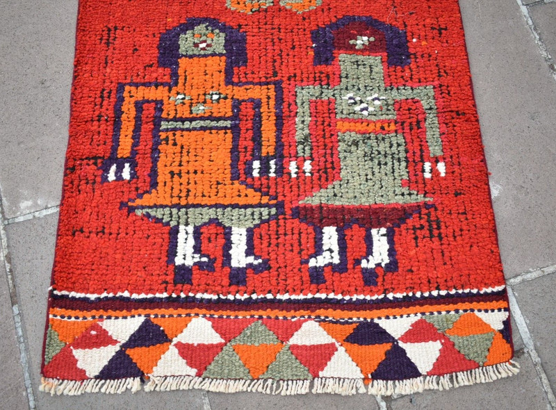 Vintage Turkish Runner Rug 34'' x 119'' Herki Hallway Rug Hand Knotted Area Rug gallery