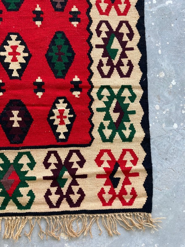 Vintage Traditional Turkish Handcrafted Kilim Rug for Home Décor 138x68 cm gallery