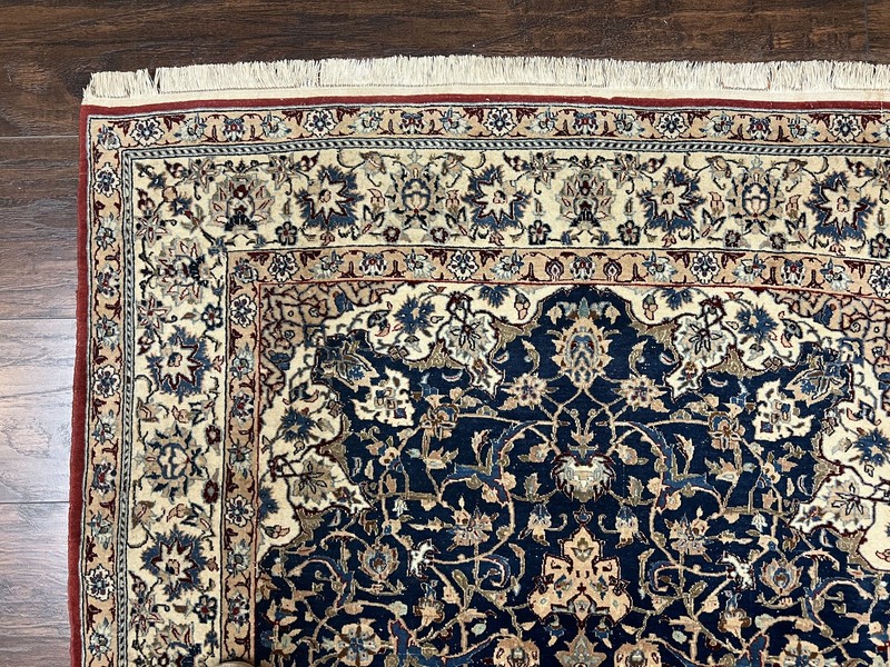 Super Fine Per'sian Nain Rug 3.6 x 5.4, Navy Blue and Ivory, 700 KPSI gallery