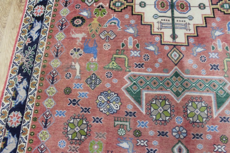 Antique Handmade Oriental Qashqai Wool Rug 250 x 140 cm (8’2” x 4’7”) Tribal Rug gallery