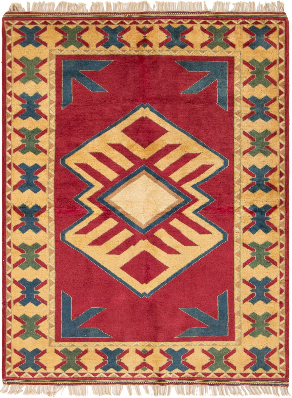 Vintage Geometric Area Rug 5'0" x 6'9" Traditional Hand-Knotted Wool Carpet gallery