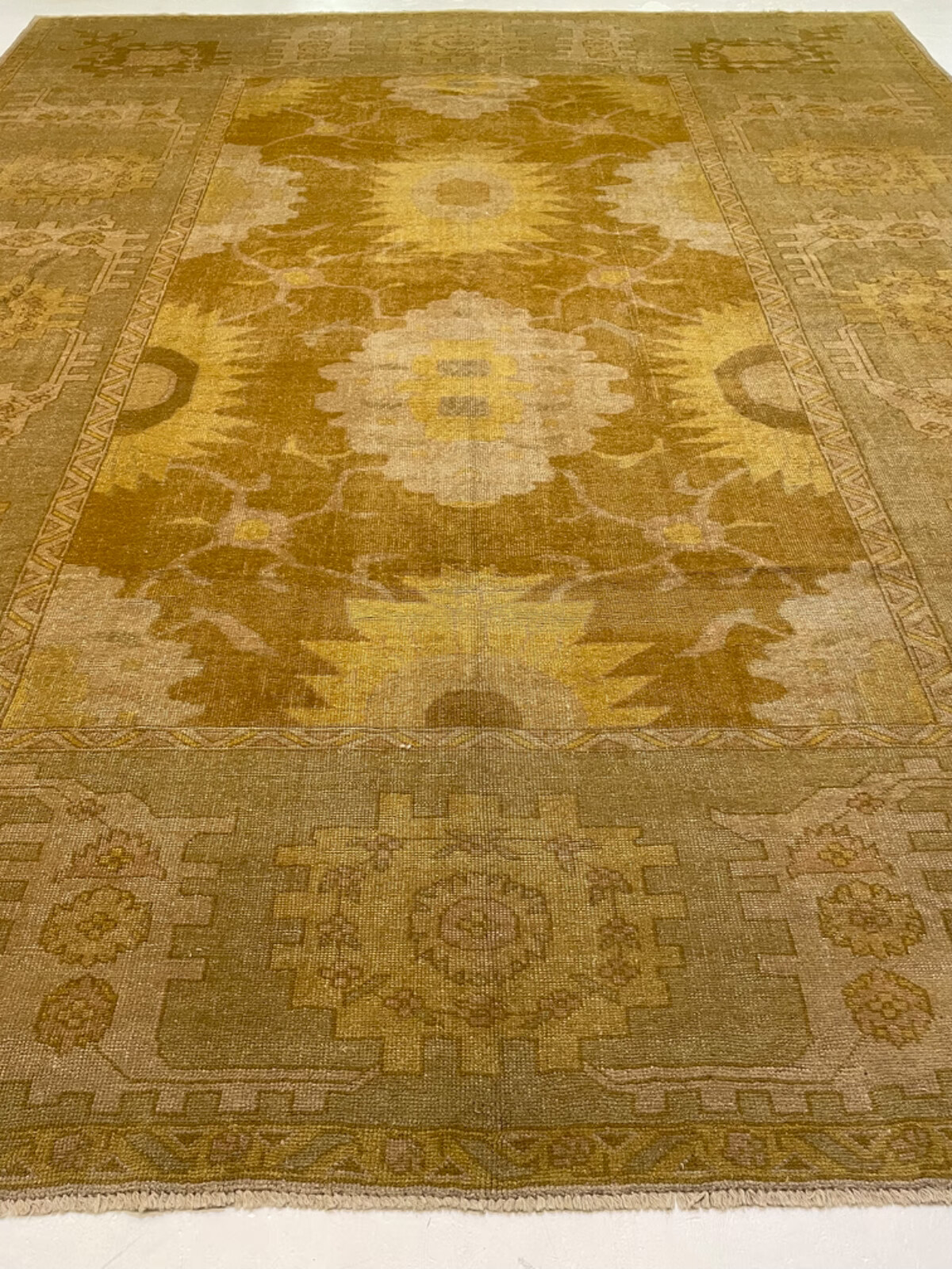 Oriental Hand-Knotted Wool Area Rug Turkish Oushak Gold/Beige 11'5" x 13'10" gallery