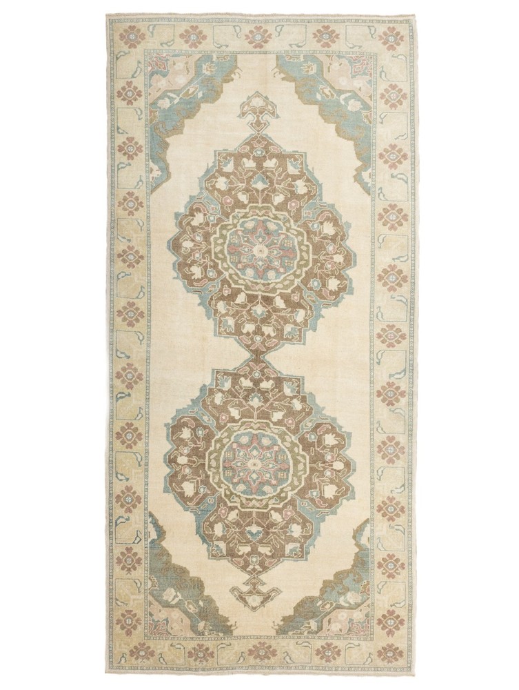 Vintage Traditional Turkish extra wide runner 5.2x10.10 ft Oushak knotted rug