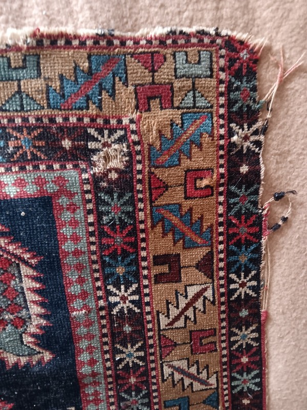 Caucasian Marasali VINTAGE 1900s Hand Knotted SIGNED 47 x 51 Wool Prayer Rug gallery