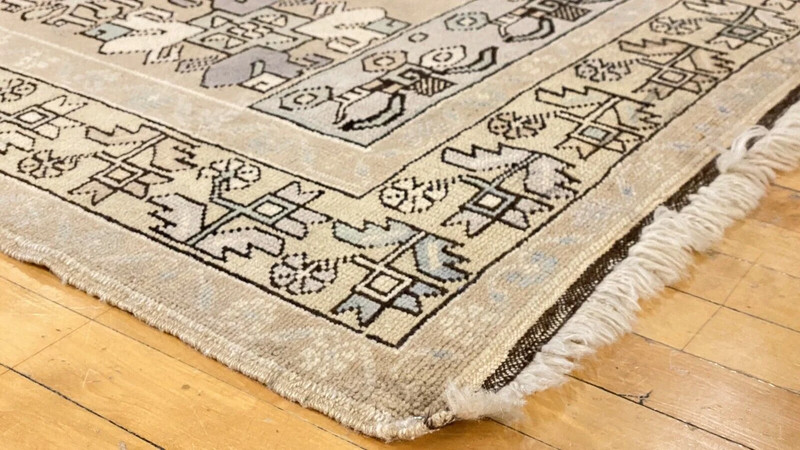 Exquisite Antique Ca1900-1939's Muted Colors Bohemian Oushak Area Rug 4’4”x9’8” gallery