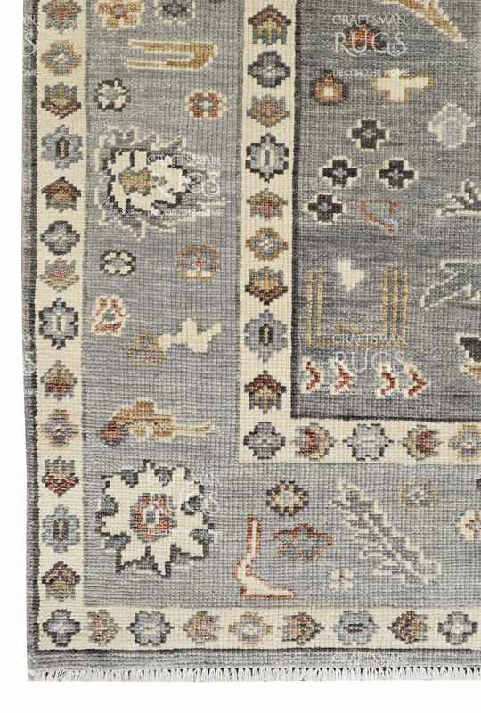 Handwoven Gray Geometric Floral Area Rug – Artisan Style, 8x10 ft gallery