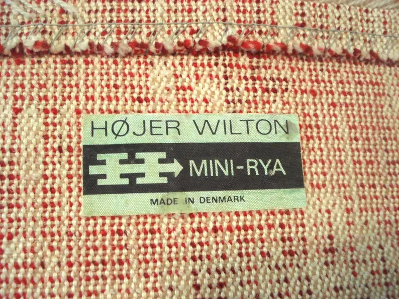 1960's HOJER EKSPORT WILTON Danish Modern Wool Mini Rya Rug Tapestry Mid Century gallery