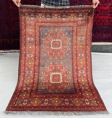 Vintage Beautiful Natural Vegetable Dye Patnus Gul Andkhoy Turkoman Carpet