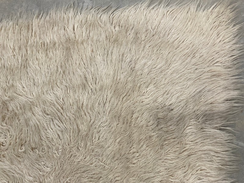 Vintage Handmade Scandinavian Minimalist Style Wool Rya Shag Rug 230x194 cm gallery