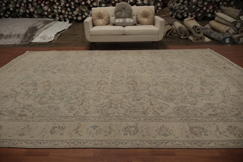 Classic Distressed Neutral Area Rug Wool Hand-made Room Size Carpet 10x13 gallery