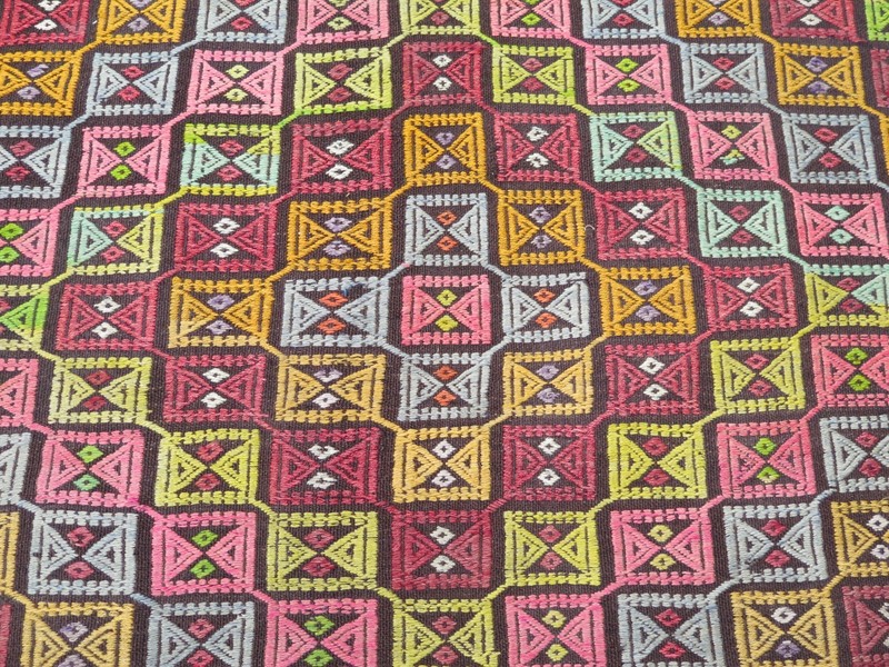 Turkish Rugs Wool Kilim, Large Rug, Boho Kelim, Handmade Floor Carpet 82"x122" gallery