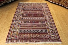 4×6 SUMAK KILIM Tribal Wool Rug Handmade Hand Woven Oriental Rug #46