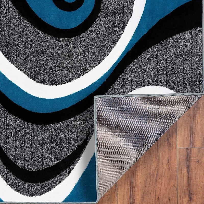 Home Decor Turquoise Rugs Swirl Modern Abstract Area Rug Stylish Premium Rug gallery