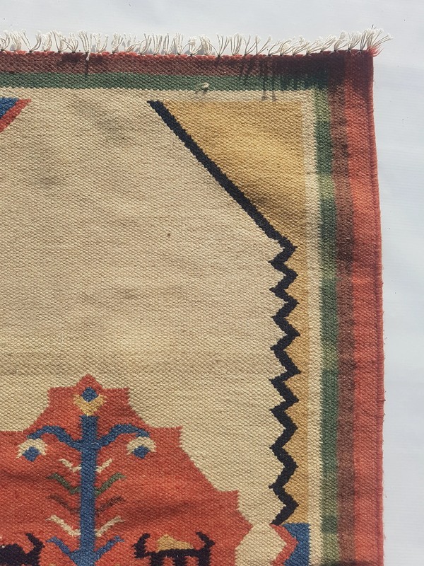 Vintage Handmade Traditional Geometric Multicolor Kilim Rug Carpet 4x2.2ft gallery