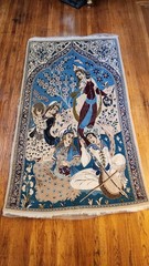 Pictorial Per’sian Rug 3×6 Fine True 289 KPSI Wool & Silk