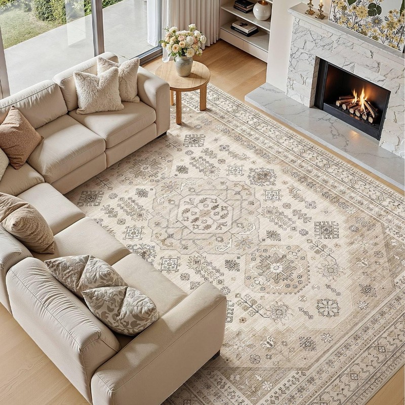 5x7 Washable Area Rug, Large Rugs for Living Room Stain Resistant Non Slip Ba... gallery