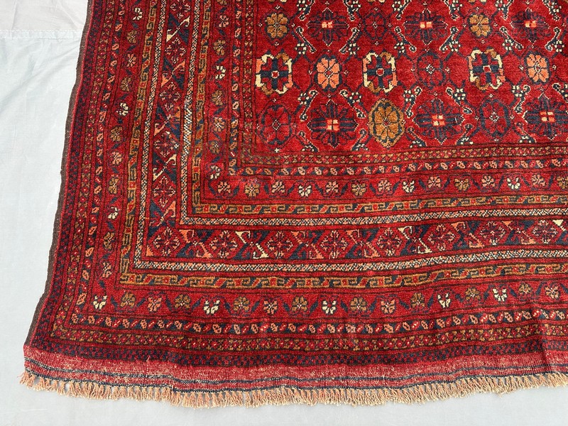 Vintage Bashiri Afghan Oriental Rug 6'4 x 9'2 – Handmade Red Wool Tribal Carpet gallery