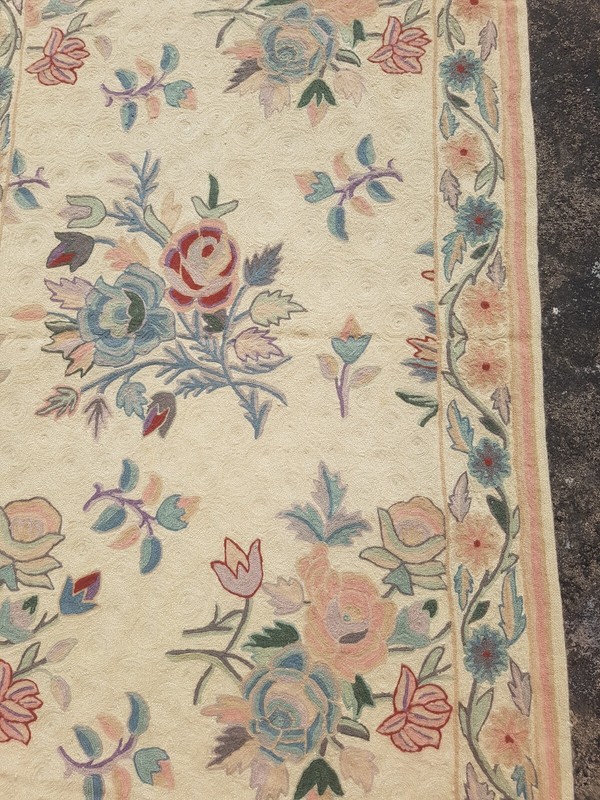 Vintage Hand Woven Traditional Kashmiri Floral Multicolor Kilim Rug 146x91 cm gallery
