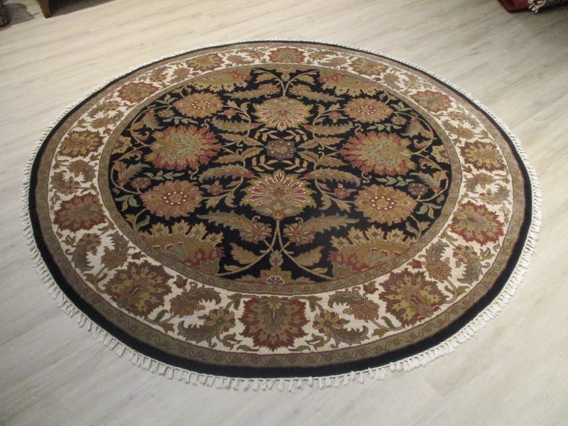 8' ROUND GORGEOUS DESIGN Allover-Pattern HANDMADE-KNOTTED FINE WOOL RUG 586027 gallery