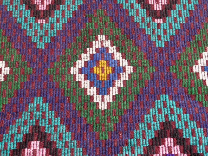 Violet & Olive Turkish Vintage Embroidery Rug Wool Kilim Carpet 72"x113" gallery